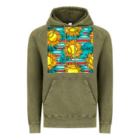 Vintage Olive softball sunflowers with serape seamless pattern Vintage Hoodie - BundleAndBundleShop