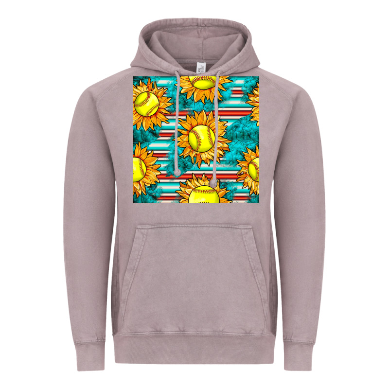 Softball Sunflowers With Serape Seamless Pattern Vintage Hoodie by BundleAndBundleShop | Teevron