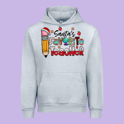 Santa Favorite Teacher Urban Hoodie Designed By Cowhidedigitalart