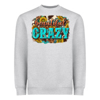 Heather Grey Western Beautiful Crazy Heavyweight Sweatshirt - texasbilliewilder