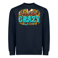 Navy Western Beautiful Crazy Heavyweight Sweatshirt - texasbilliewilder