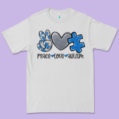 Peace Love Autism Premium Tee Designed By Maliassmallbusiness