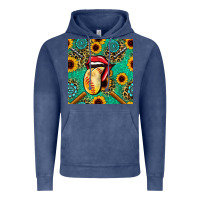 Vintage Denim softball lips sunflowers and gemstones seamless pattern Vintage Hoodie - BundleAndBundleShop