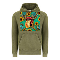 Vintage Olive softball lips sunflowers and gemstones seamless pattern Vintage Hoodie - BundleAndBundleShop