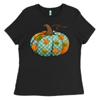 Black blue plaid autumn pumpkin Ladies Tee - Jasminsmagicworld
