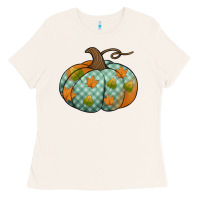 Bone blue plaid autumn pumpkin Ladies Tee - Jasminsmagicworld