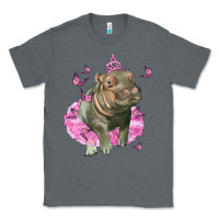 Charcoal Heather Baby Hippo With Tutu Classic Tee - LillyAllenDesigns