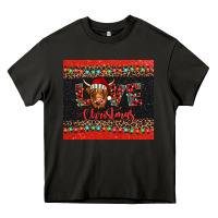 Asphalt love christmas highland cow and turquoise gemstone Heavy Core Tee - Jasminsmagicworld