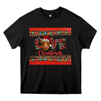 Black love christmas highland cow and turquoise gemstone Heavy Core Tee - Jasminsmagicworld