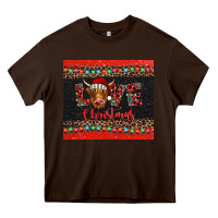 Chocolate Brown love christmas highland cow and turquoise gemstone Heavy Core Tee - Jasminsmagicworld