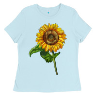 Baby Blue mammoth sunflower Ladies Tee - LillyAllenDesigns