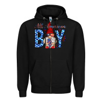 Black All American boy with gnome Zipper Hoodie - HowdyJamesFarm