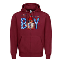 Burgundy All American boy with gnome Zipper Hoodie - HowdyJamesFarm