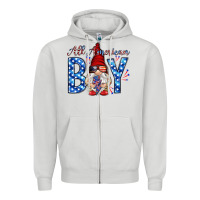 Dove Grey All American boy with gnome Zipper Hoodie - HowdyJamesFarm