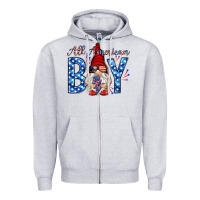Heather Grey All American boy with gnome Zipper Hoodie - HowdyJamesFarm