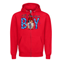 Red All American boy with gnome Zipper Hoodie - HowdyJamesFarm