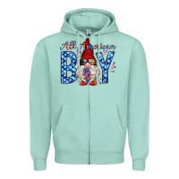Seafoam All American boy with gnome Zipper Hoodie - HowdyJamesFarm