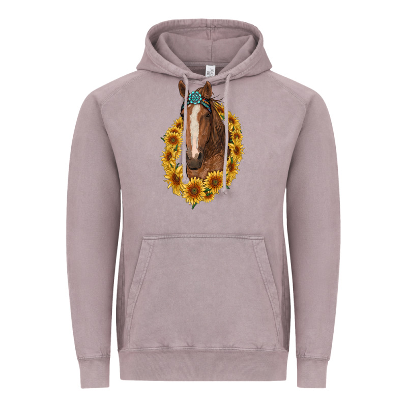 Brown Horse With Gemstone And Sunflowers Vintage Hoodie by RanaPortraitStore | Teevron