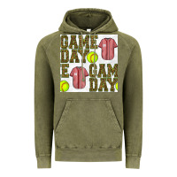 Vintage Olive softball uniform game day seamless pattern Vintage Hoodie - BundleAndBundleShop