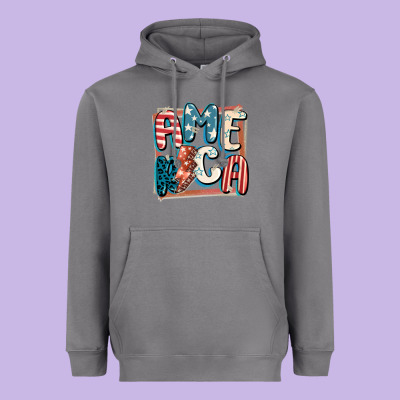 America With Lightning Bolt 4th Of July Heavyweight Hoodie Designed By Fadigitalartstudio