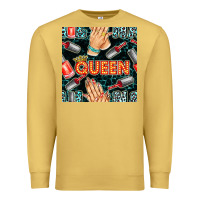 Antique Gold nail queen hand and polish with lights and leopard seamless pattern bb Premium Sweatshirt - BundleAndBundleShop