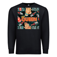 Black nail queen hand and polish with lights and leopard seamless pattern bb Premium Sweatshirt - BundleAndBundleShop