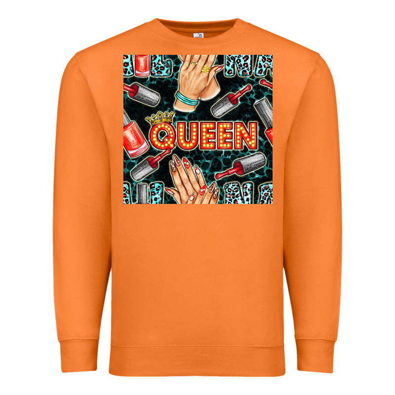 Nail Queen Hand And Polish With Lights And Leopard Seamless Pattern Bb Premium Sweatshirt by BundleAndBundleShop | Teevron