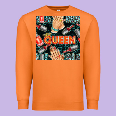 Nail Queen Hand And Polish With Lights And Leopard Seamless Pattern Bb Premium Sweatshirt Designed By Bundleandbundleshop