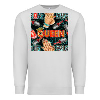 Dove Grey nail queen hand and polish with lights and leopard seamless pattern bb Premium Sweatshirt - BundleAndBundleShop