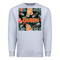 Heather Grey nail queen hand and polish with lights and leopard seamless pattern bb Premium Sweatshirt - BundleAndBundleShop