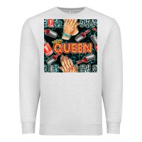 Oatmeal Heather nail queen hand and polish with lights and leopard seamless pattern bb Premium Sweatshirt - BundleAndBundleShop
