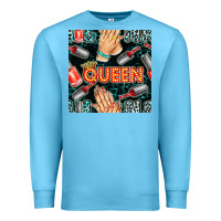 Ocean Blue nail queen hand and polish with lights and leopard seamless pattern bb Premium Sweatshirt - BundleAndBundleShop