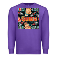 Purple nail queen hand and polish with lights and leopard seamless pattern bb Premium Sweatshirt - BundleAndBundleShop