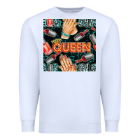 White nail queen hand and polish with lights and leopard seamless pattern bb Premium Sweatshirt - BundleAndBundleShop
