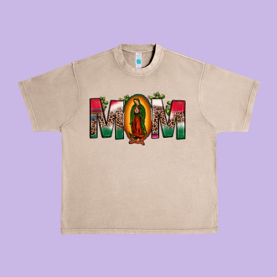 Mexican Flag Our Lady Of Guadalupe Mom Leopard Urban Heavy Tee Designed By Jahusdesignshop