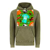Vintage Olive soccer ball uniform and shoes seamless pattern Vintage Hoodie - BundleAndBundleShop