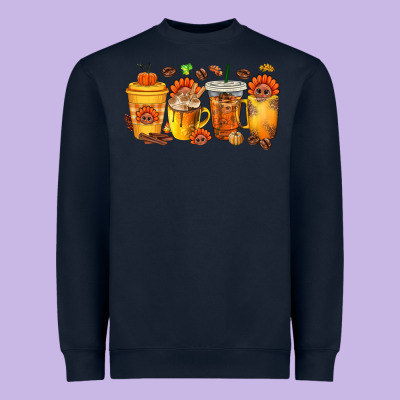 Thanksgiving Coffee Cups Heavyweight Sweatshirt Designed By Texasbilliewilder