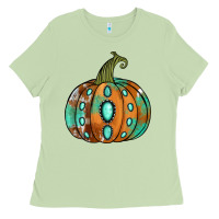Matcha western cowhide turquoise pumpkin Ladies Tee - Jasminsmagicworld