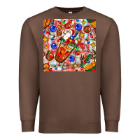 Chestnut christmas coffee cups ornaments and lights with diamond plaid seamless Premium Sweatshirt - BundleAndBundleShop