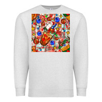 Oatmeal Heather christmas coffee cups ornaments and lights with diamond plaid seamless Premium Sweatshirt - BundleAndBundleShop