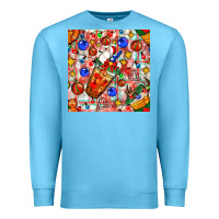 Ocean Blue christmas coffee cups ornaments and lights with diamond plaid seamless Premium Sweatshirt - BundleAndBundleShop