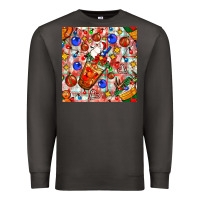 Smoke christmas coffee cups ornaments and lights with diamond plaid seamless Premium Sweatshirt - BundleAndBundleShop