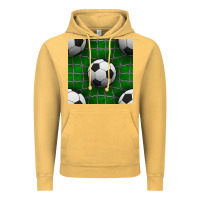 Vintage Mustard soccer ball with goal nets seamless pattern Vintage Hoodie - BundleAndBundleShop