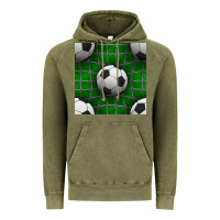 Vintage Olive soccer ball with goal nets seamless pattern Vintage Hoodie - BundleAndBundleShop