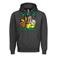 Charcoal Heather Take me out to the ballgame Zipper Hoodie - HowdyJamesFarm
