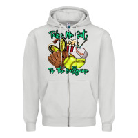 Dove Grey Take me out to the ballgame Zipper Hoodie - HowdyJamesFarm