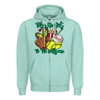 Seafoam Take me out to the ballgame Zipper Hoodie - HowdyJamesFarm