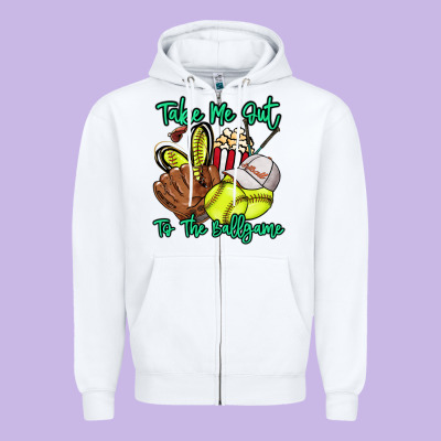 Take Me Out To The Ballgame Zipper Hoodie Designed By Howdyjamesfarm