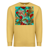 Antique Gold faith coffee cup and cross with leopard and roses seamless pattern bbs Premium Sweatshirt - BundleAndBundleShop