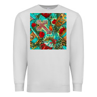 Dove Grey faith coffee cup and cross with leopard and roses seamless pattern bbs Premium Sweatshirt - BundleAndBundleShop